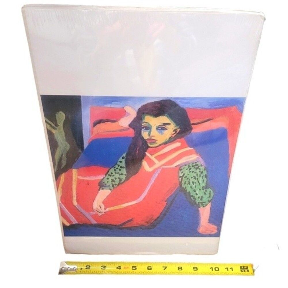 Franzi in front of Carved Chair by Ernst Ludwig Kirchner 1910 vintage art